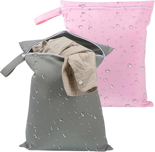 cobee 2Pcs Wet Bags for Baby, Wet Dry Bags, Waterproof Laundry Bag Cloth Baby Carrier, Washable Travel Bag for Swimsuits or Wets Clothes