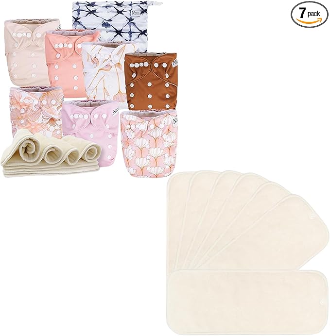 Nora's Nursery Cloth Diapers + 7 Pack Inserts with Snap