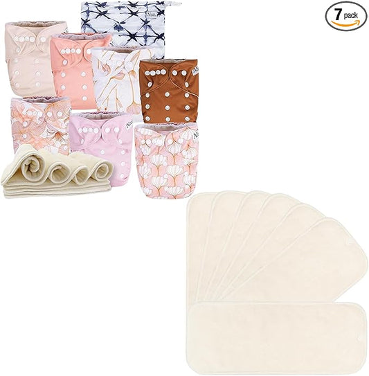 Nora's Nursery Cloth Diapers + 7 Pack Inserts with Snap
