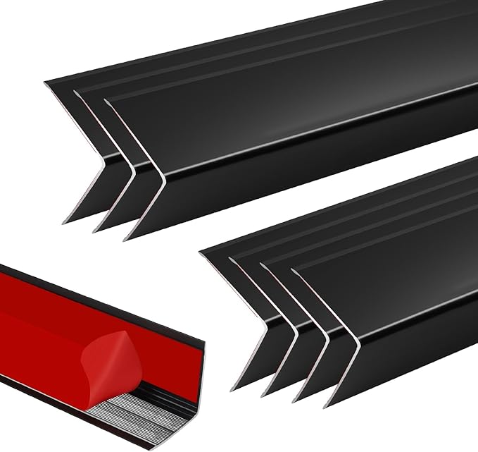 8Pcs 57" Black Metal Corner Protector, L-Molding Corner Guards for Walls, Cabinets, Baseboards, Furniture Decorative Trim, Size 57" x 1" (Pack of 8)