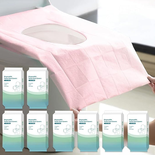Rgqphantom 80 Pack Toilet Seat Covers Disposable 16x24 Inch XL Portable Toilet Liners Travel Seat Cover for Outdoors,Hotel, Hospital, Travel, Public Toilet Seat Cover (80pack, PINK)