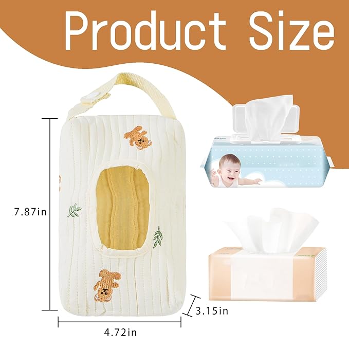 Quilted Baby Wipe Holder Floral Diaper Pouch Portable Quilted Wipes Bag for Car, Stroller