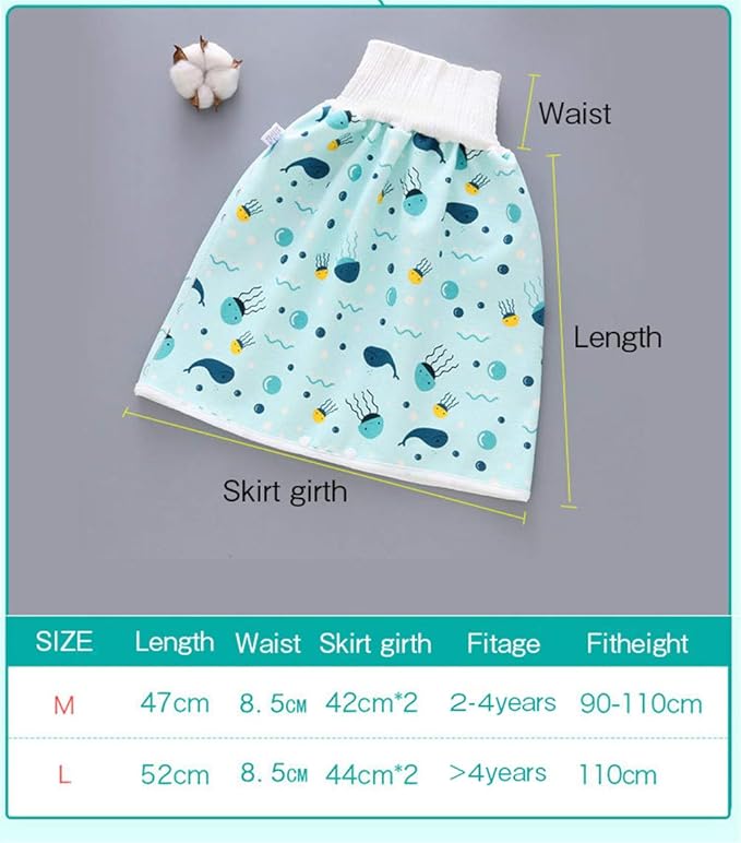 2 Pack Baby Diaper Skirt,Washable Waterproof Toddler Potty Training Skirt Cotton Toilet Training Nappy Skirt for Baby Boys Girls (Pink+Yellow)