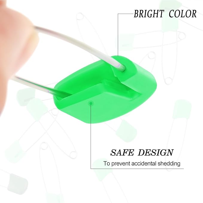 WILLBOND 50 Pieces Diaper Pins Safety 2.2 Inch Plastic Head Cloth Diaper Nappy Pins with Locking Closures Stainless Steel with Velvet Bag (Green)