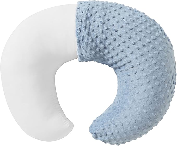Nursing Pillow and Positioner with Cover for Breastfeeding and Bottle Feeding, Propping Baby, Tummy Time, Baby Sitting Support, Awake-Time Support (Blue, 22" x 17.7" x 5.9")