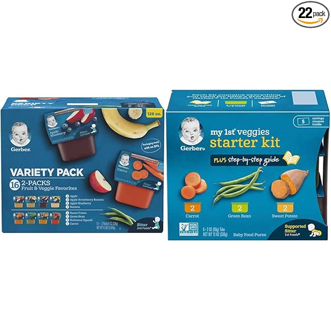 Gerber Purees Veggie, Fruit & My 1st Veggies Variety Bundle (16 Count)