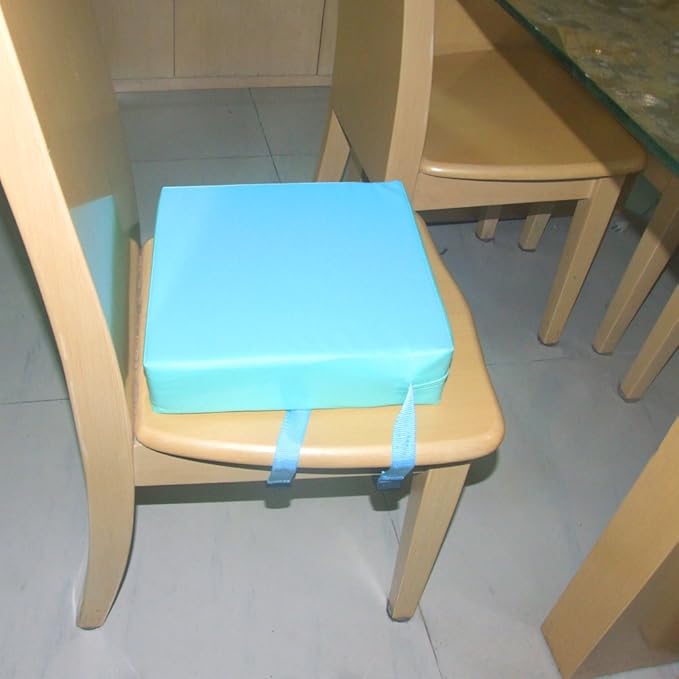 Dining Chair Heightening Cushion Portable Dismountable Adjustable Highchair Booster for Baby Toddler Kids Infant Washable Thick Chair Seat Pad Mat (Blue+Green)