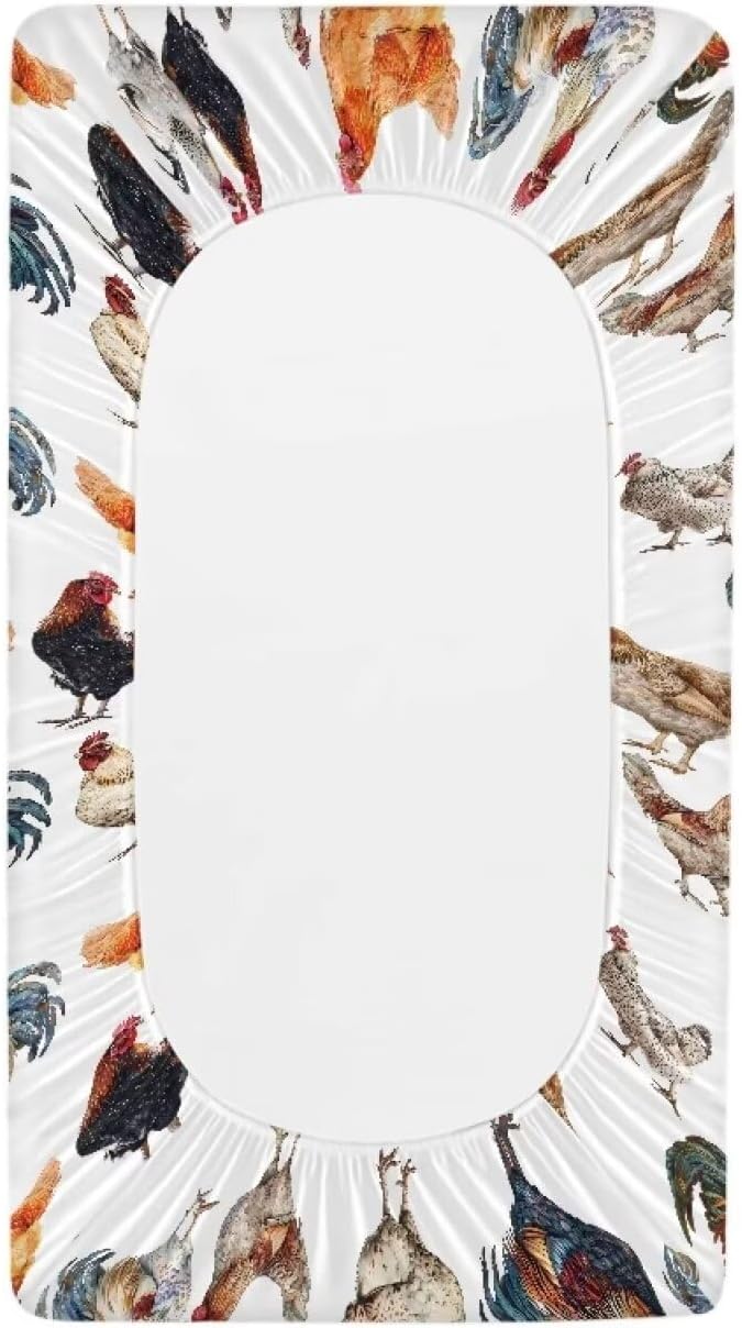 Changing Pad Covers for Boys Girls, Chickens Print Diaper Changing Table Pad Cover Soft Breathable Changing Mat Cover for 32''x16" Cute Birthday Gifts for Baby