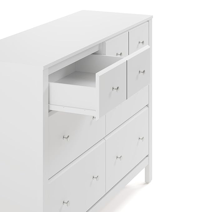 Storkcraft Horizon 6 Drawer Dresser (White) – GREENGUARD Gold Certified Dresser for Nursery & Kids’ Room, Modern Storage with Interlocking Drawer System