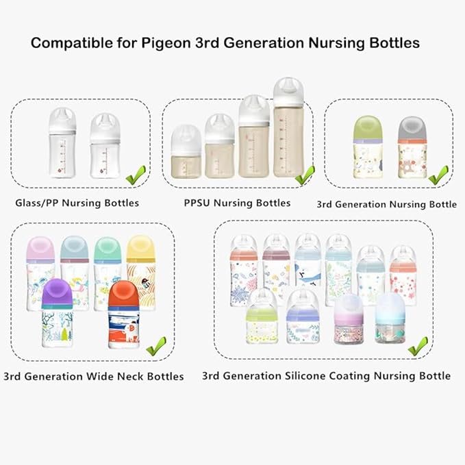 Pack of 5, Bottle Handles Grips Compatible with Pigeon Wide Neck Nursing Bottles and Silicone Coating Glass Bottles