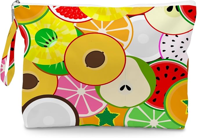 Wet Dry Bag, Wet Bag for Swimsuit, Diaper Sunscreen Large Zipper Pouch Waterproof Pouch, Beach Bags for Women, Gifts for Ladies Girls Friends Colleagues and Sisters, Pineapple and Orange Patterns