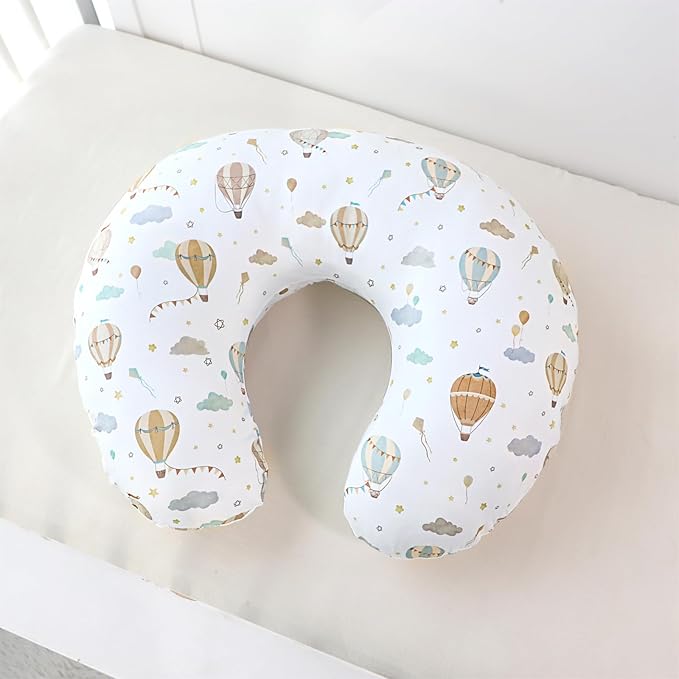 DILIMI Nursing Pillow Cover, Stretchy Removable Pillowcase for Breastfeeding Pillows, Ultra Soft Comfortable Slipcover for Baby Girl and Boy, Hot Air Balloon