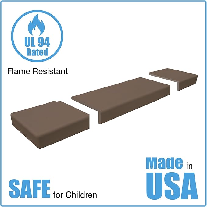 KidKusion Soft Seat Hearth Pad | Made in USA| Brown | 60" x 14" | Fireplace Safety Cushion | Hearth Pad