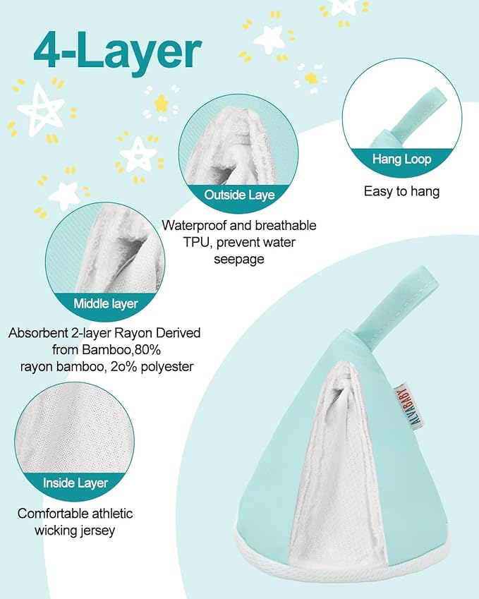 ALVABABY 10 Pcs Baby Boy Pee Covers, 2.76 * 2.76 In,Strong Water Absorption Pee Shield for Newborn Boy, 4-Layer Reusable Pee Cap, Diaper Changing Accessory for Baby Gift 10NGS02