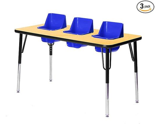 3-Seat Feeding Table (Maple Top, Blue Seats, Black T-Mold)