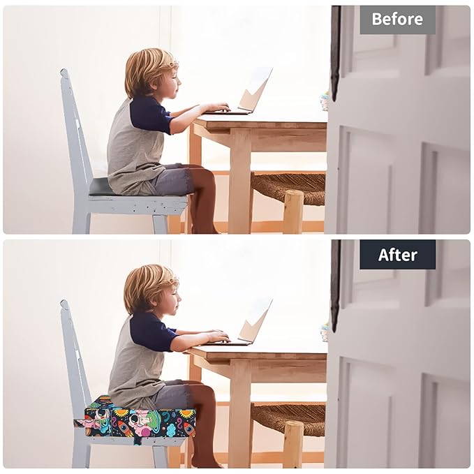 Toddler Booster Seat for Dining Table, Washable Thick Strong Support Portable Booster Chair for Toddlers Eating, Easy Cleaning Booster Seat Cushion Detachable with Adjustable Straps (Multicolour)