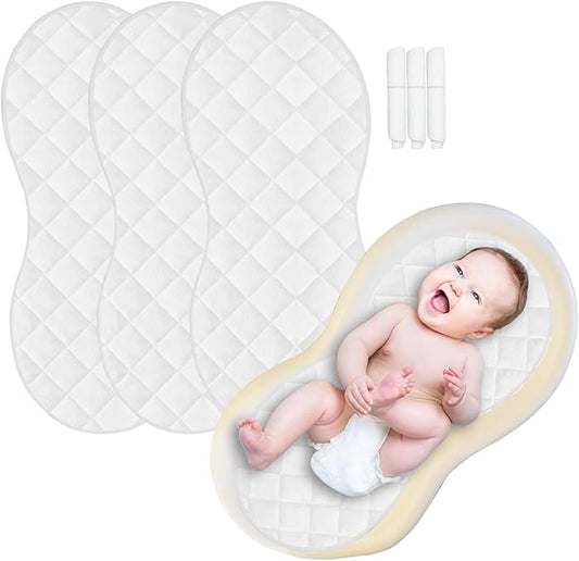 Changing Pad Liner,Peanut Shape Changing Pad Cover,Waterproof,Washable,Thicker and Non-Slip,Chaning Pad Liners -White 3 Pack
