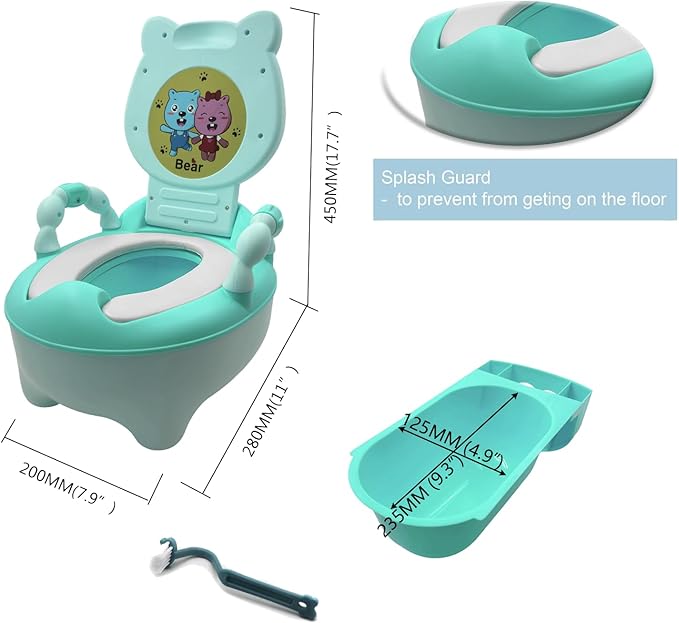 HTTMT- Bear Grean Kids Baby Potty Training Seat Toddler Portable Lovely Toilet Seat Stool Chair [P/N: ET-BABY003-GREEN]