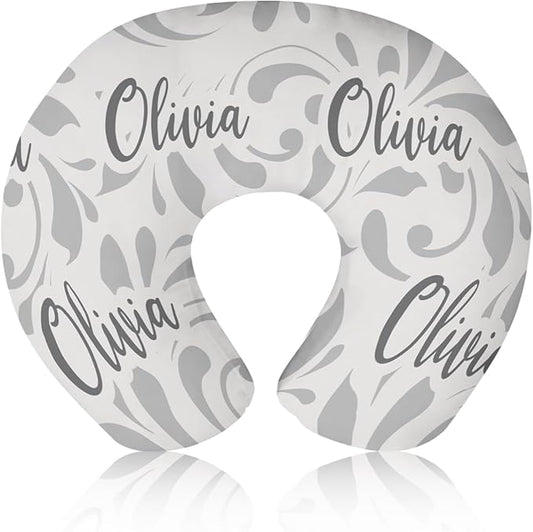 Customizable Flowers Baby Nursing Pillow Cover - Add Your Baby's Name, Ultra-Soft Stretch Fabric, Fits Standard Nursing Pillows, Ideal for Baby Showers Style 19