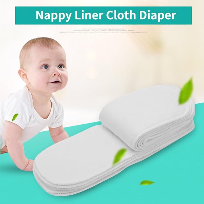 10PCS Reusable Nappy Liners Washable Layers Soft Incontinence Cloth Diaper Insert Liner Nappy Pad Baby Cotton Fiber Inserts for Cloth Diapers(Insert 6 Layers)