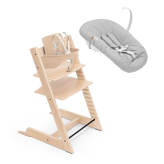 Stokke Tripp Trapp High Chair², Natural (Includes Chair & Baby Set) with Newborn Set - Safe, Adjustable, Ergonomic Design