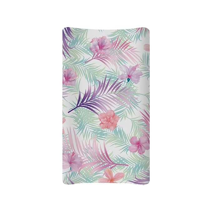 Microfiber Diaper Changing Table Sheets for Infants and Toddles Tropical Floral Leaves Baby Changing Pad Cover Soft Breathable