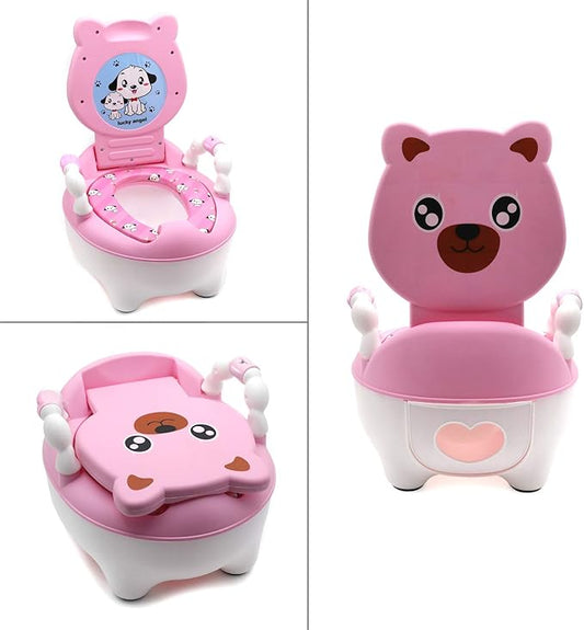 XKMT- Baby Kids Portable Bear Blue Potty Training Seat Toddler Lovely Toilet Seat Stool Chair [P/N: ET-BABY003-PINK]