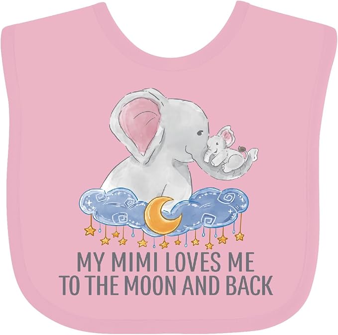 inktastic My Mimi Loves Me To the Moon and Back Elephants in Clouds Baby Bib