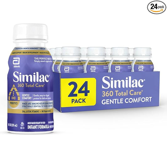 Similac 360 Total Care Gentle Comfort Baby Formula, Easy-to-Digest Formula, Has 5 HMO Prebiotics, Ready-to-Feed Infant Formula, 8-fl-oz Bottle, Pack of 24