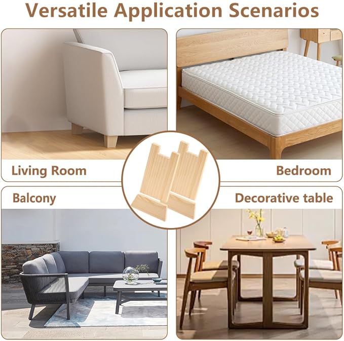 2 Pack Wooden Couch Wall Stopper Sofa Spacers, Adjustable Furniture Wall Protectors Headboard Bumpers Stoppers (Squre)