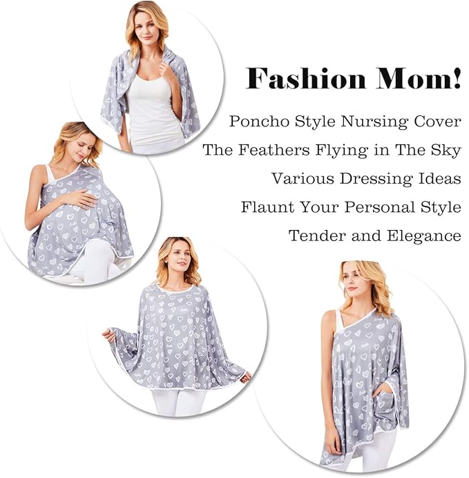 Baby Nursing Cover & Nursing Poncho - Multi Use Cover for Baby Car Seat Canopy, Shopping Cart Cover, Stroller Cover