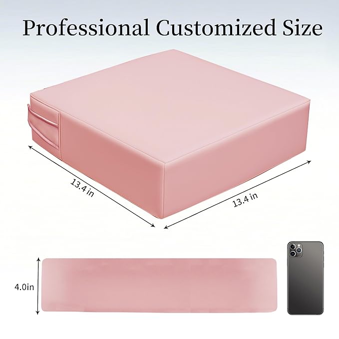 Toddler Booster Seat for Dining Table – PU Washable Cushion with Double Safe Straps, Non-Slip Bottom, Portable Travel Booster Seat for Toddlers (Pink)
