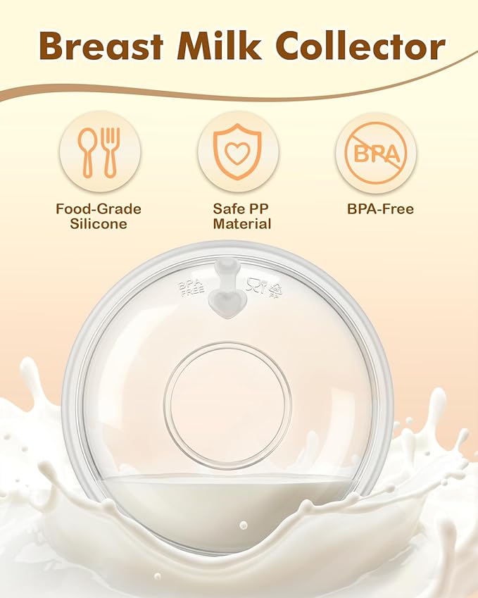 Lictin Breast Milk Collector, Milk Collectors for Breastfeeding, 2PCS Breastmilk Cups, 60ML Milk Collection Shells with 10PCS Milk Storage Bags(Silicone Storage Box), Milk Catcher for Nursing Moms