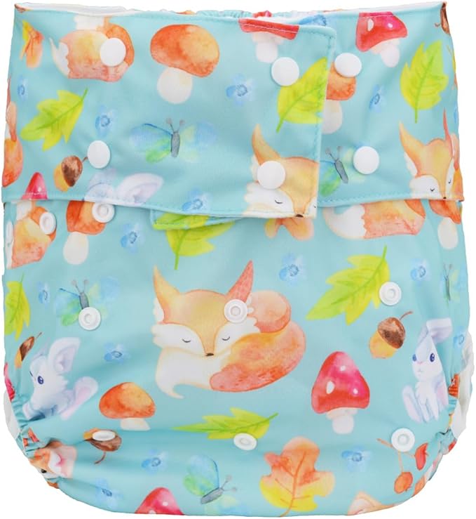 Teen Adult Cloth Diaper Nappy Reusable Washable for Disability Incontinence (Baby Foxes Rabbits)