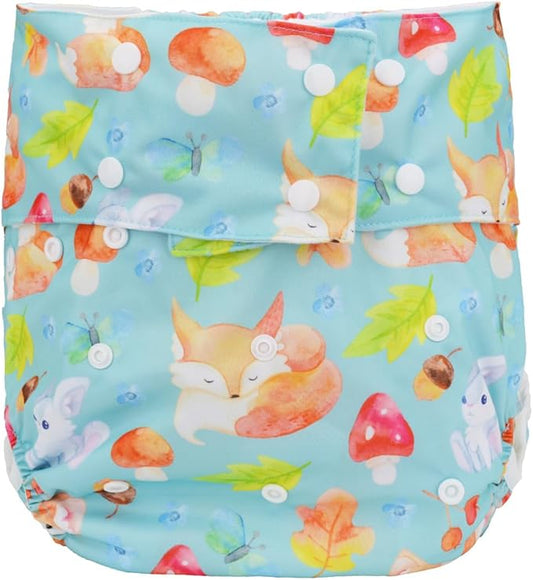 Teen Adult Cloth Diaper Nappy Reusable Washable for Disability Incontinence (Baby Foxes Rabbits)