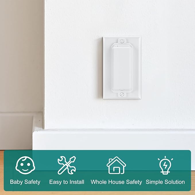 CLYMENE 2 Pack Light Switch Cover Guard, Child Proof Wall Switch Cover Protects Your Lights or Switches from Being Accidentally Turned ON or OFF by Children and Adults, Rocker Style (White)