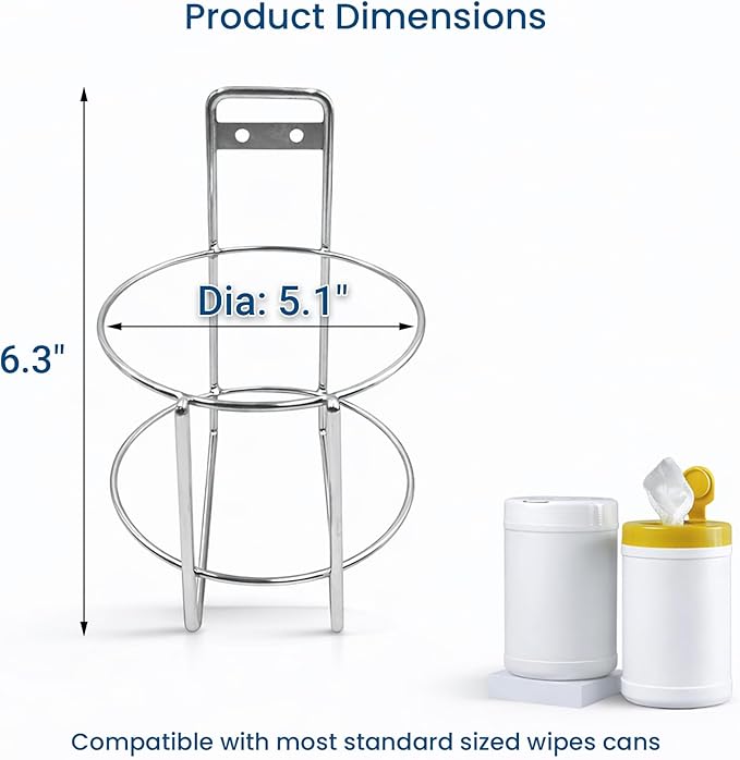 Wipes Cannister Holder for Clinic, Pet Center, School Cleaning Wet Tissues Bracket Supplies, Wall-Mount, 5.1" Dia, 1 Pcs