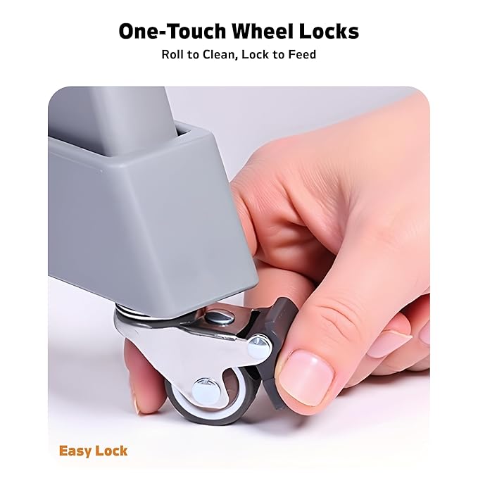 High Chair Wheels - Universal Swivel Casters for Stokke Tripp Trapp: Enhance Mobility & Convenience with 360° Silent Wheels, Safety Locks & No-Scratch Design, No-Drill Installation -White