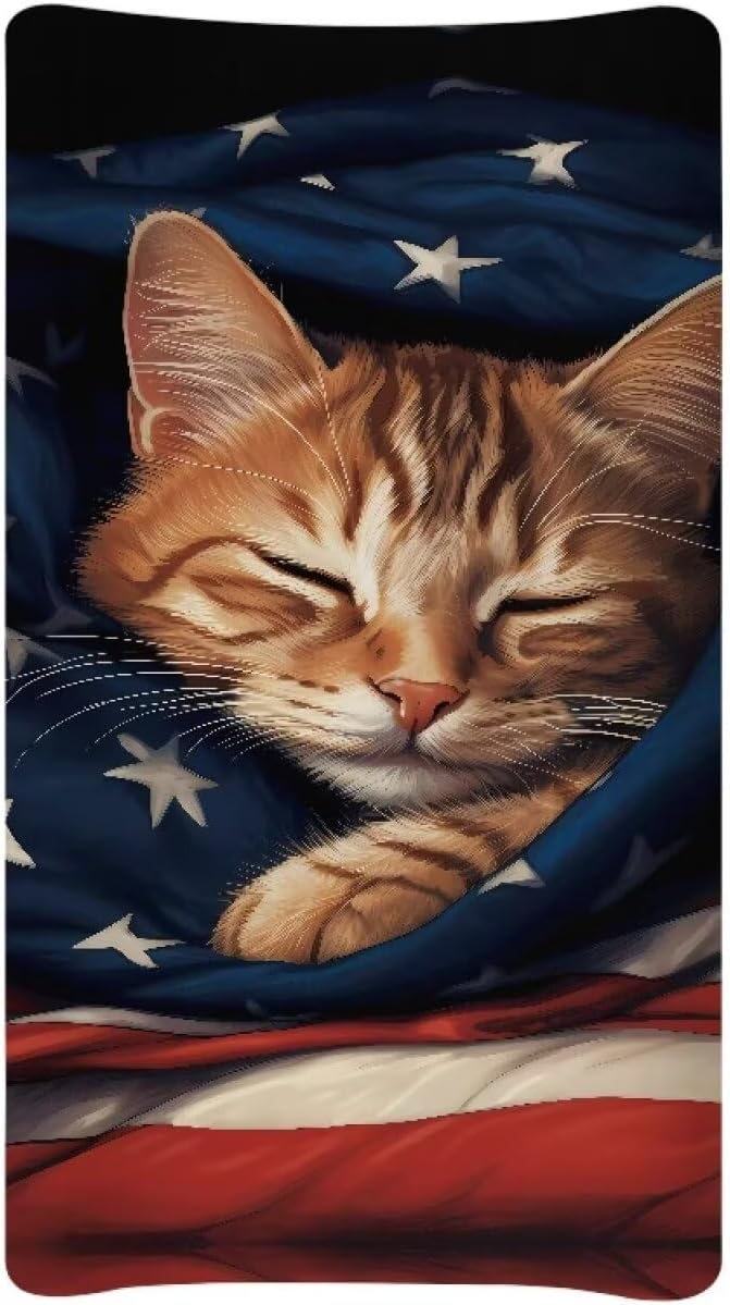 Cat Flag Changing Pad Cover Waterproof Breathable Soft Table Sheets Durable Diaper Changing Mat Cover Universal Tray Table Mat for Boys Girls
