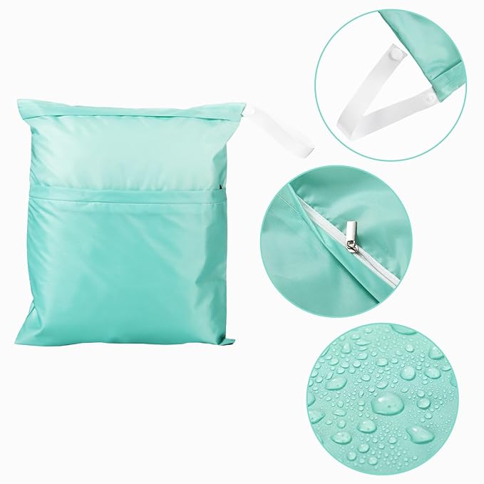 Frienda 4 Pieces Cloth Diaper Wet Dry Bag, Waterproof Reusable Washable Bag for Baby Items and Travel Zippered Pockets with Handle, Beach, Swimsuit, Dirty Gym Clothes and Toiletries(Macaron)