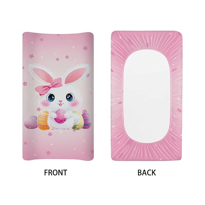 Easter Changing Pad Covers for Baby Boys Girls Diaper Changing Pad Cover Rabbit Changing Table Pad Cover 32''*16'' Nursery Decor