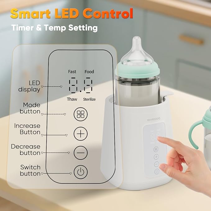 Baby Bottle Warmer, Fast Bottle Warmer for All Bottles, Breast Milk Warmer for Baby Breastmilk or Formula Automatic Shut-Off Digital Display Heat Baby Food at Home Use