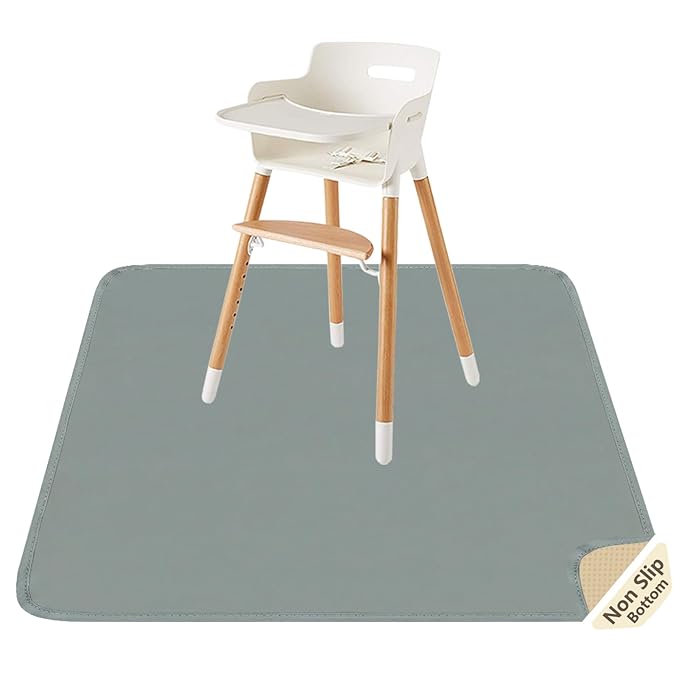 Splat Mat for Under High Chair/Arts/Crafts by CLCROBD, 51" Baby Anti-Slip Food Splash and Spill Mat for Eating Mess, Waterproof Floor Protector and Table Cloth (Gray)