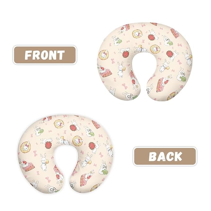 Rabbit Dessert Nursing Pillow Cover Stain Resistant Breastfeeding Pillow Slipcover Lightweight Pillow Cover, Custom Gifts for Toddler Infant