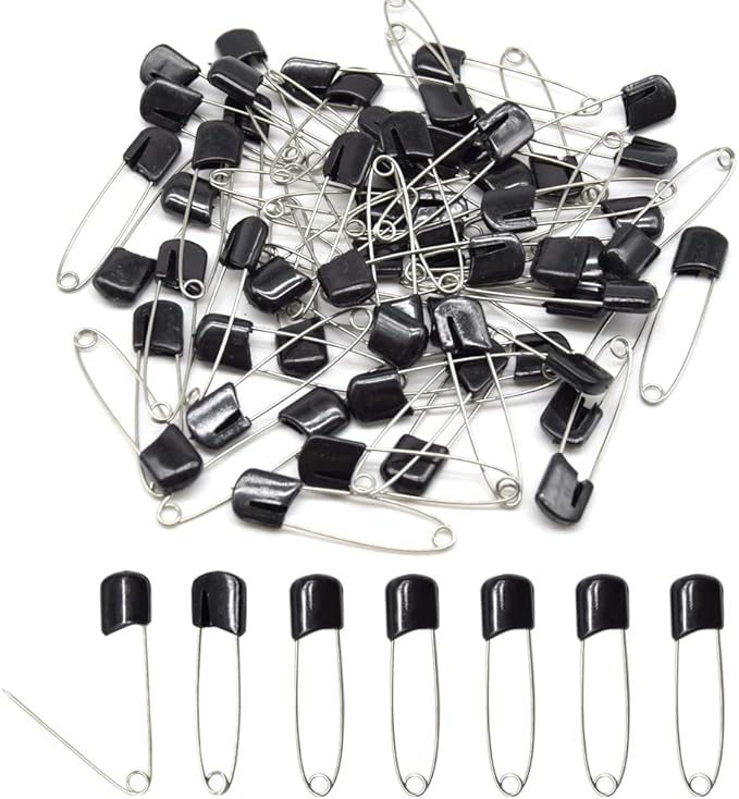 50 PCS Safety Pin 54mm/2.2in Baby Diaper Pins for Cloth Plastic Head Baby Pins for Diapers Stainless Steel Cloth Pins with Locking Closures Nappy Pin for Crafts（DT/Black）