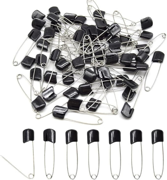 50 PCS Safety Pin 54mm/2.2in Baby Diaper Pins for Cloth Plastic Head Baby Pins for Diapers Stainless Steel Cloth Pins with Locking Closures Nappy Pin for Crafts（DT/Black）