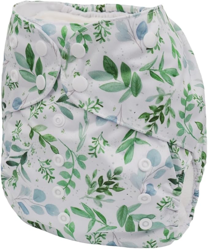 2 to 7 Years Old Cloth Diaper Nappy Pocket Reusable Washable Junior Big Baby Kids Toddler (Green Branches)