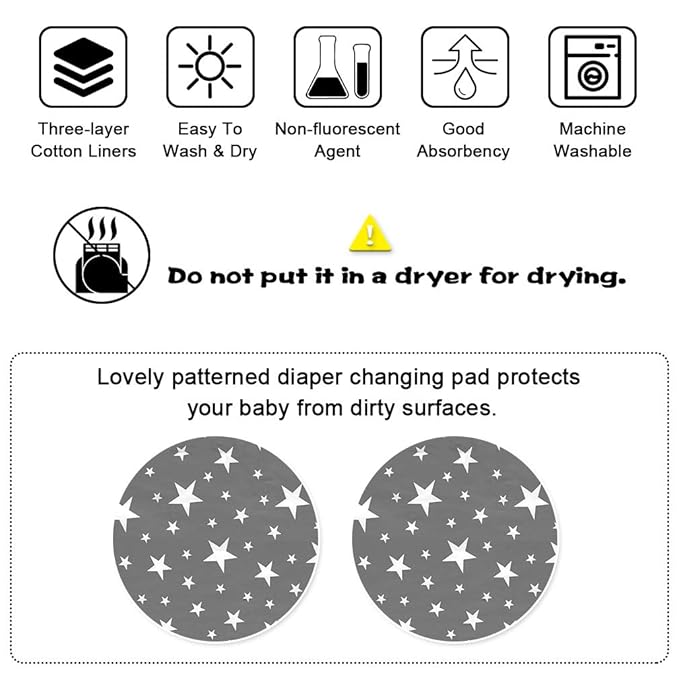 2 Pack Baby Diaper Changing Pad Maveek 19.6'' X 27.5'' Waterproof Changing Mat Portable Diaper Pad Travel Changing Mat Foldable Absorbent Mats for Home and Outdoor(2Grey)