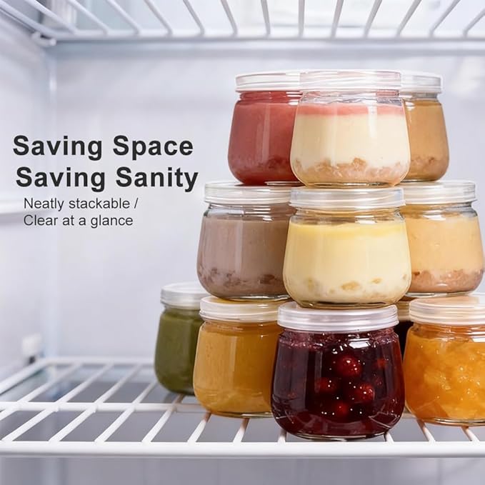 Baby Food Storage Containers,12 Pack Baby Food Containers with Lids,4 oz Glass Baby Food Jars,Small Snack Containers for Toddlers,Thickened Baby Food Storage Containers for Infant and Baby