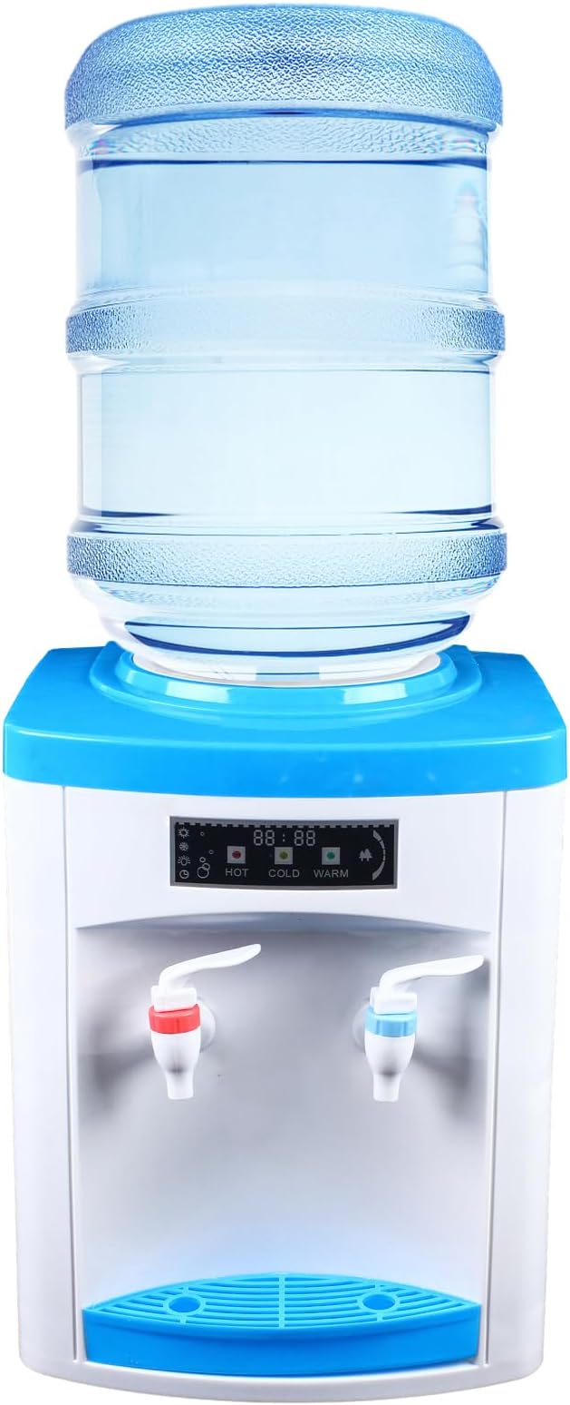 Top Loading Desktop Water Cooler Dispenser, 550W 110V Countertop Hot & Cold Water Coolers Drinking Fountain Portable Water Warmer for Home Bedroom Studio Office Grocery Store